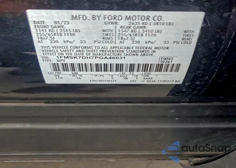2023 Ford Explorer Xlt from USA, damaged, VIN 1FMSK7DH7PGA46031